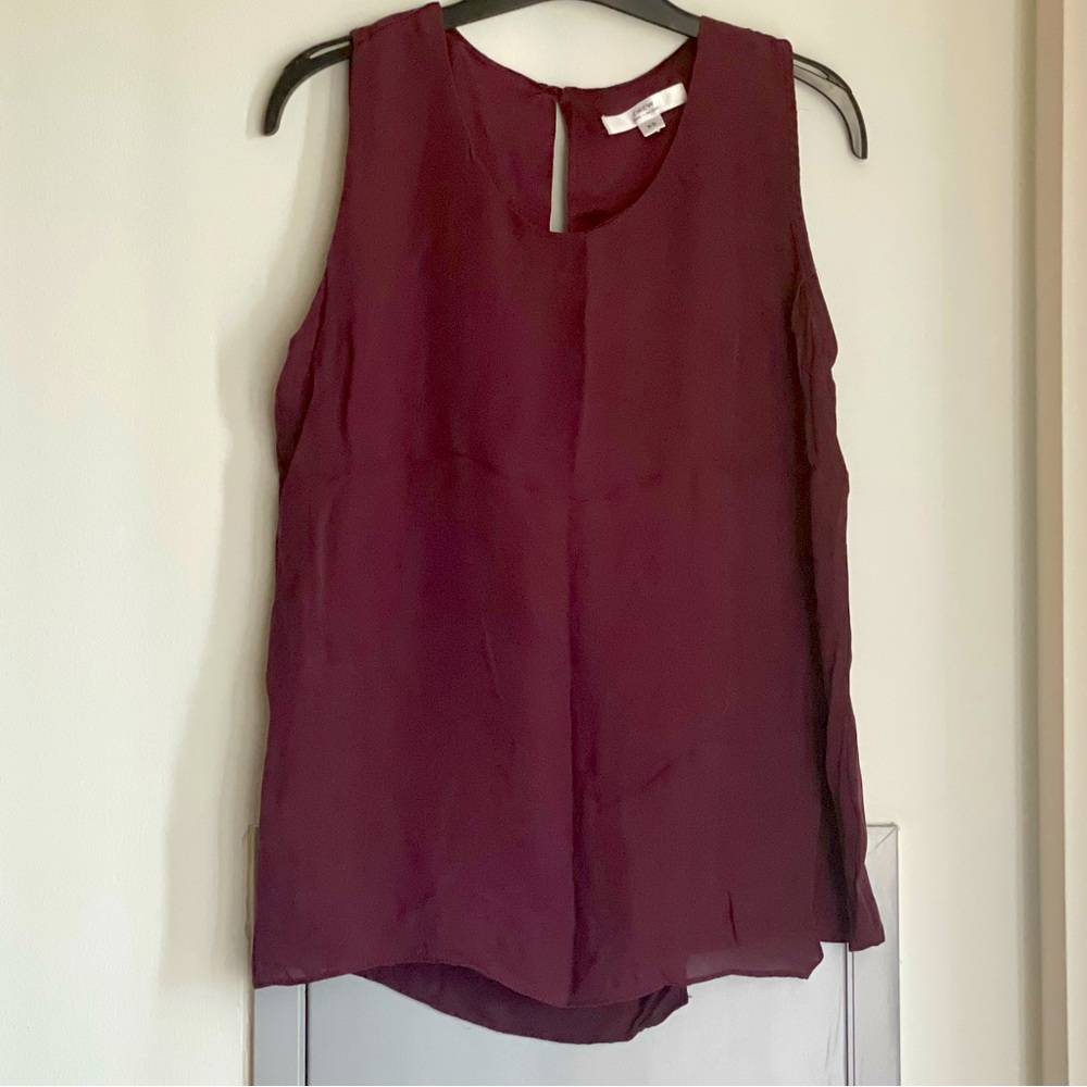 DREW Deep Plum Sleeveless Blouse